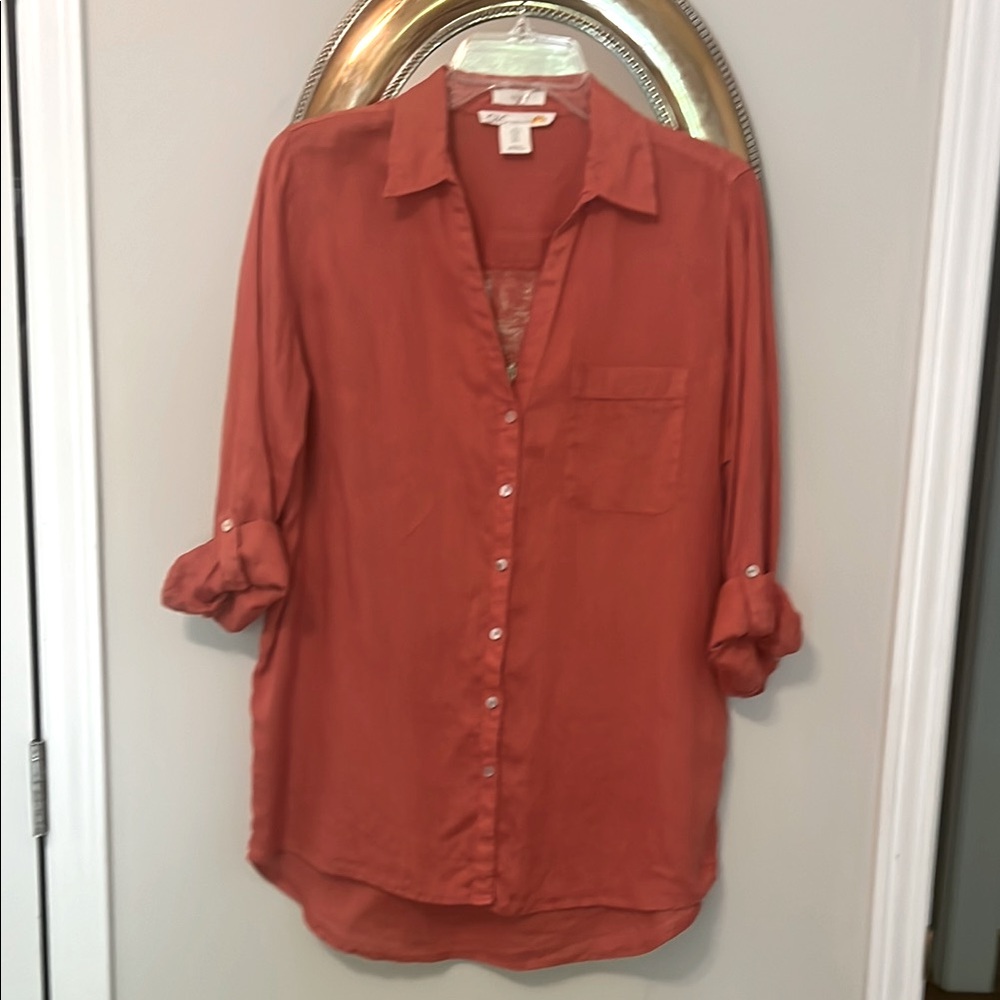 C & C California Rust Button-Up Blouse